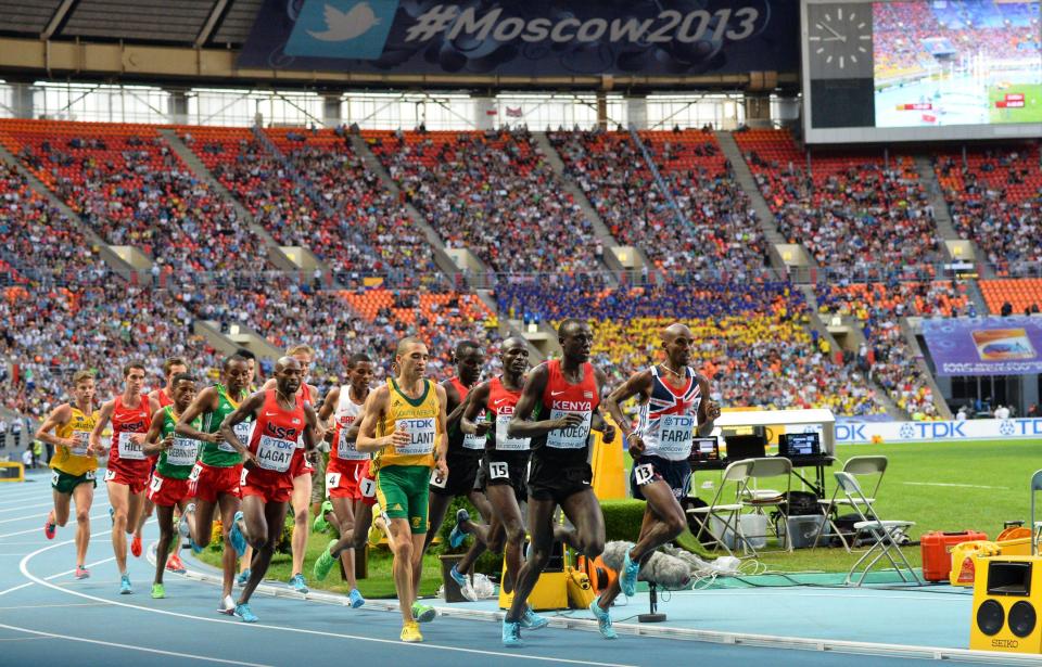 Farah takes the bell in the 2013 World Championships 5,000m after striking for home 650m out