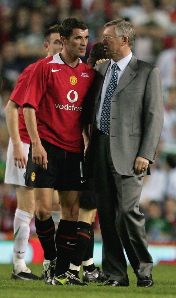 Keane with Fergie during his testimonial in 2006