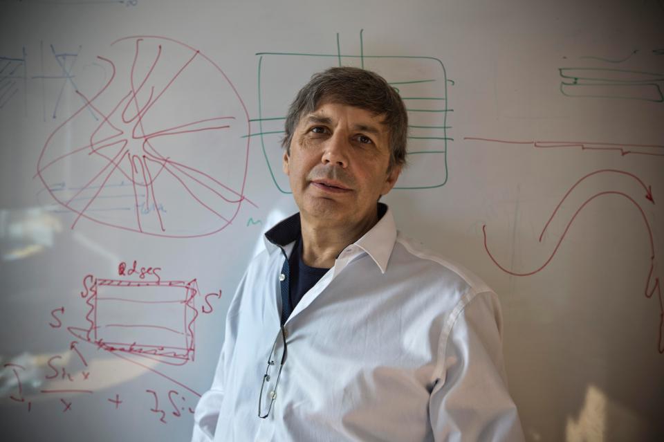  Soviet-born Dutch-British physicist Professor Sir Andre Geim pictured at his office at the University of Manchester. Geim was awarded the 2010 Nobel Prize in Physics jointly with Konstantin Novoselov for his work on graphene