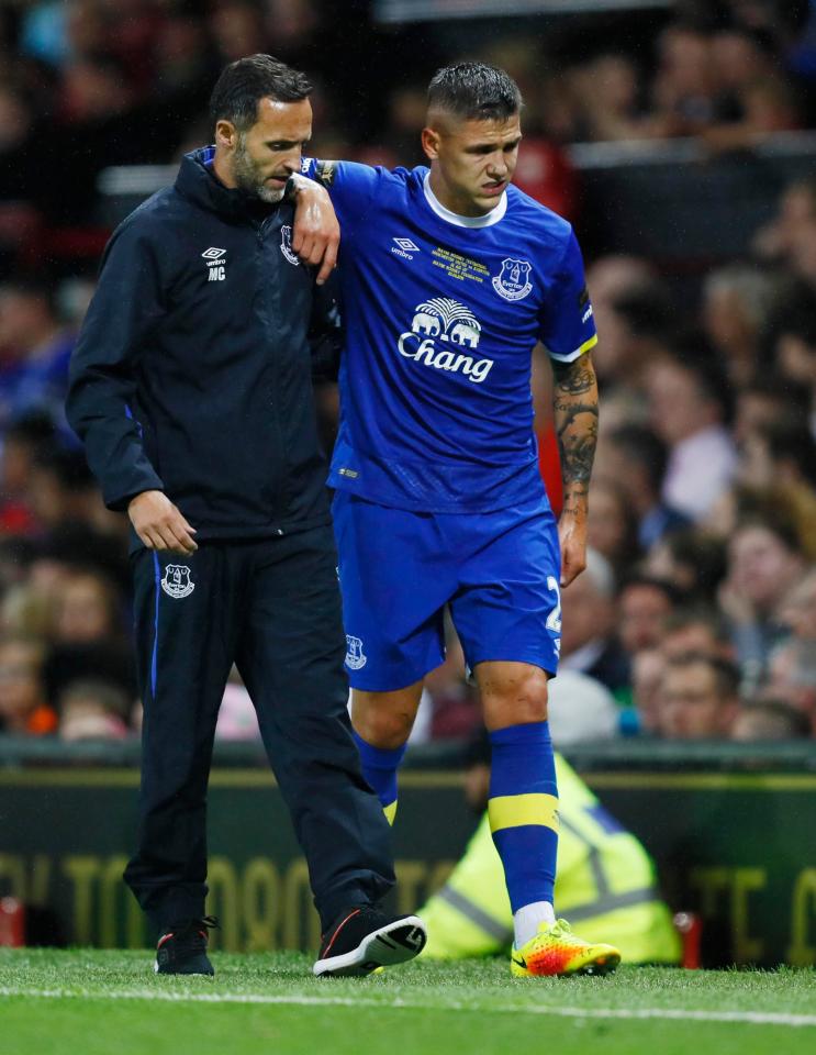 Muhamed Besic comes off injured during draw at Old Trafford last season