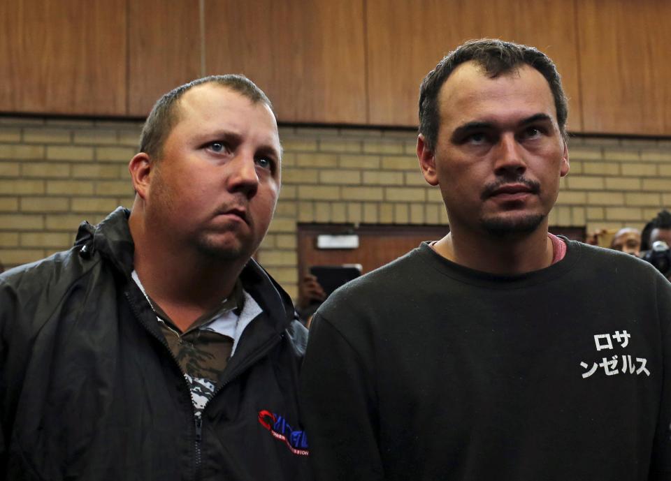  Willem Oosthuizen and Theo Jackson, both 29, pleaded not guilty to kidnap, assault, attempted murder and possession of a firearm over the incident last year