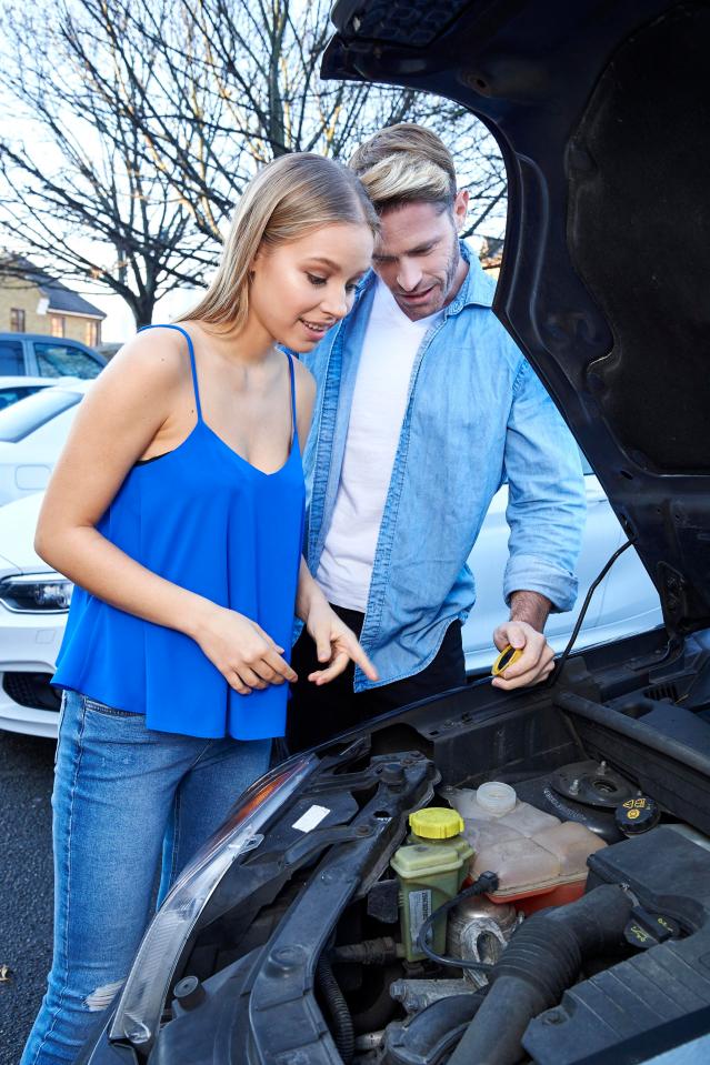 Coolant tanks usually have a coloured cap, like the yellow one in this image