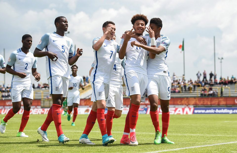 Sancho celebrates an England goal against the Republic of Ireland