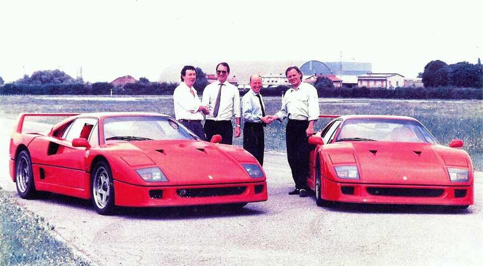 Gilmour and Mason after purchasing their new F40's