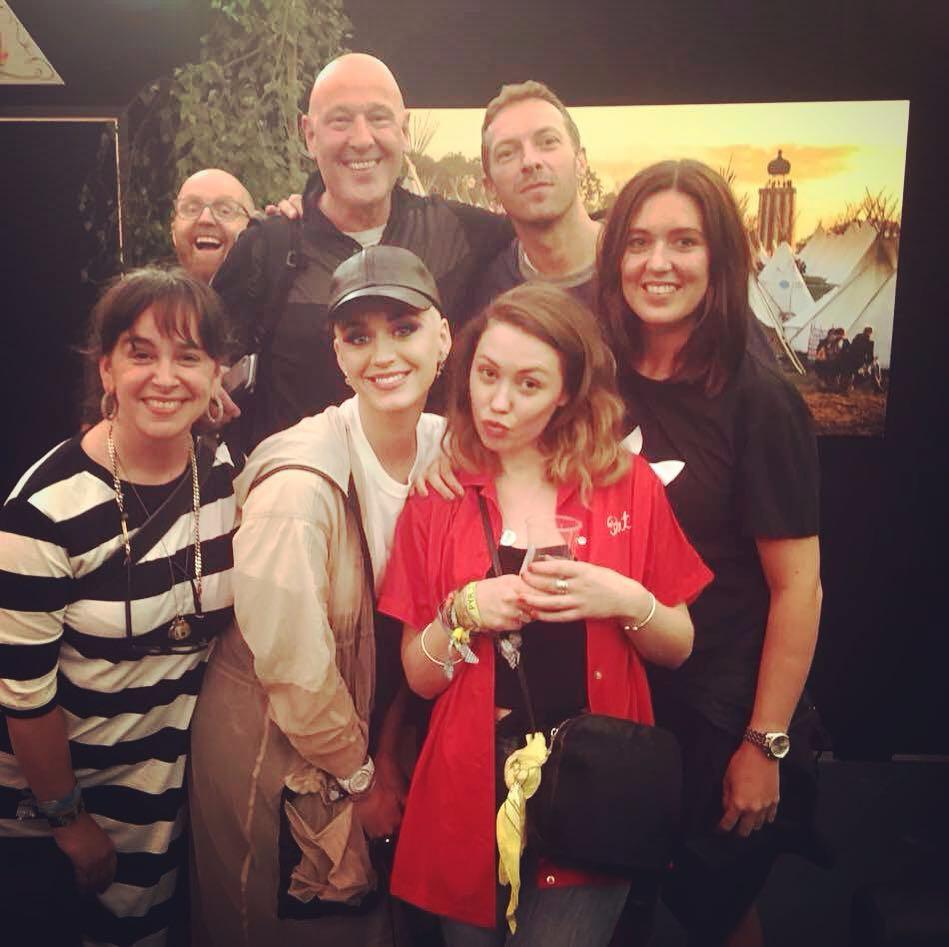  Following his split from Annabelle, Chris (back left) was seen getting close to Katy Perry (centre front) at Glastonbury in June