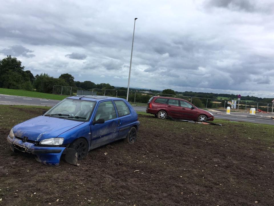  A number of cars were left abandoned on the roundabout in Derby