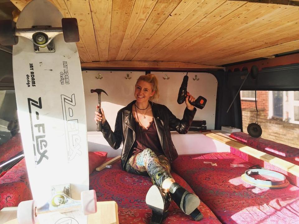  Kate Quinn and her boyfriend Benny Leyland converted the camper van for just £500