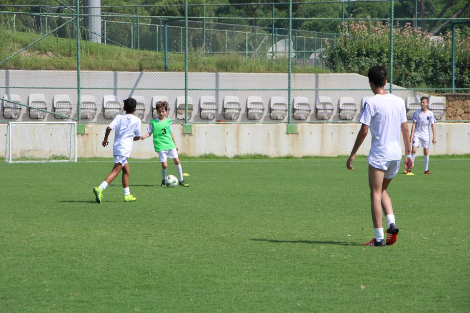 Sonny Hagerty shows a mean step over at the Real Madrid football clinic in Turkey