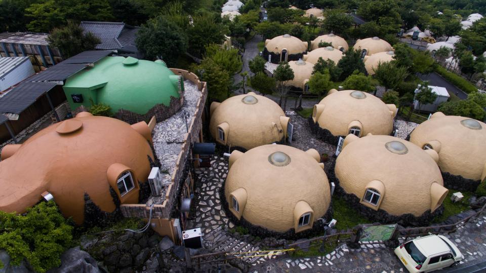  The brightly coloured domes are sold all over Japan