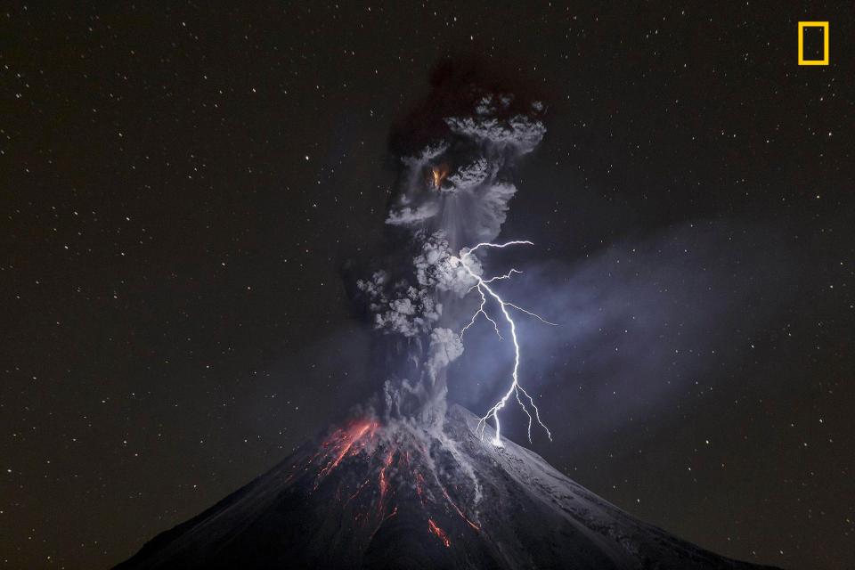  Sergio Tapiro Velasco from Mexico won the top prize for this picture of an active volcano outside Colima, Mexico