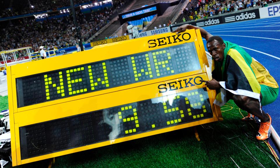  Usain Bolt set the 100m world record time of 9.58 seconds in 2009