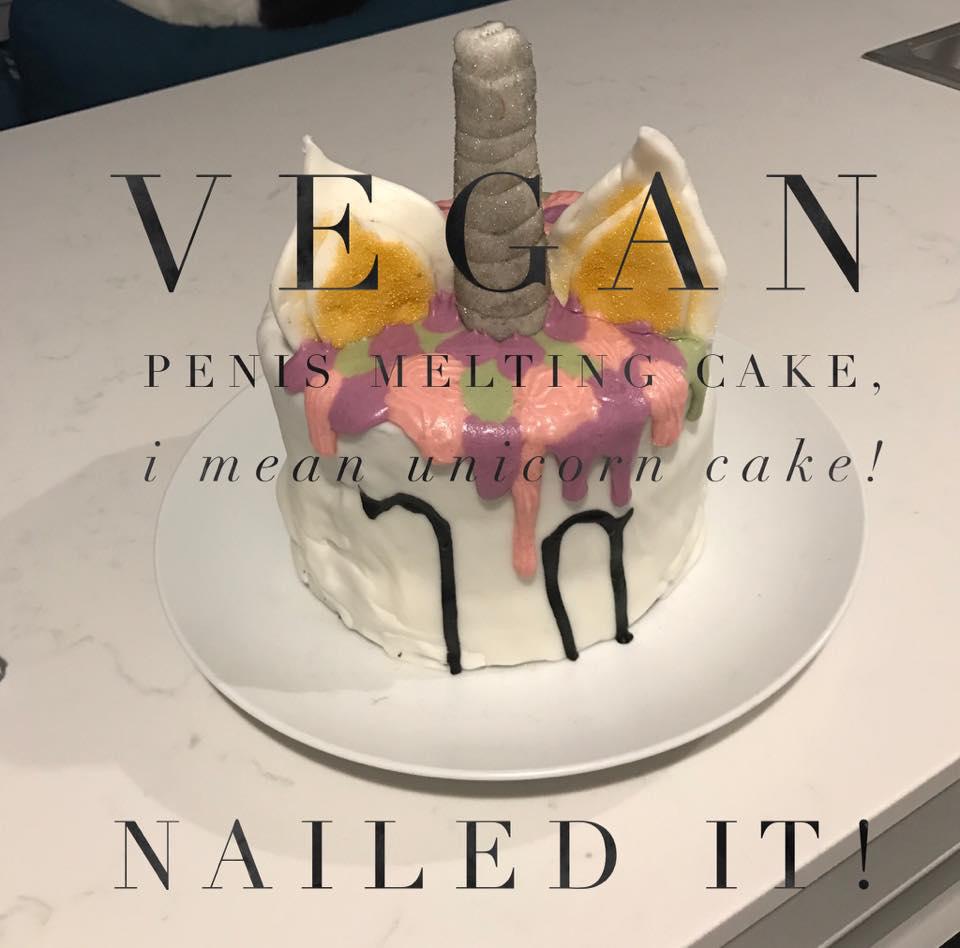 Lucie uploaded a picture of the unicorn cake on social media and even transformed it into a meme