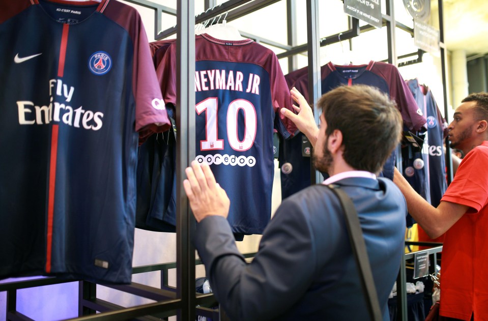 Fans have been buying Paris Saint-Germain jerseys with Neymar's name on the back