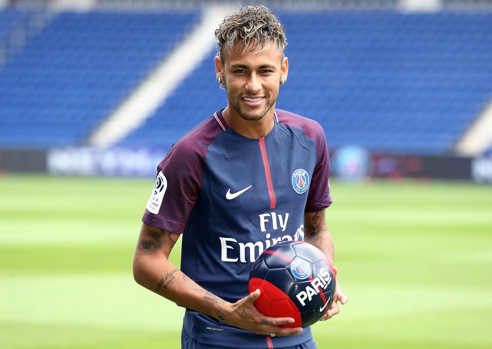 Neymar donned the navy blue and red of Paris Saint-Germain for the first time 