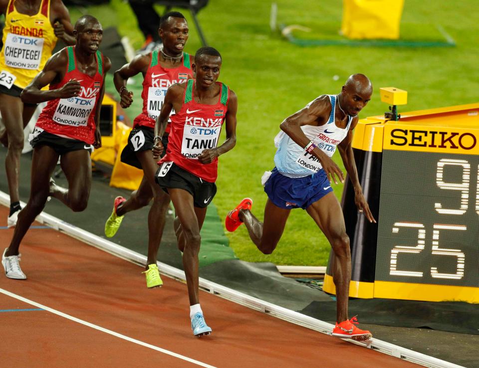 Farah nearly tripped over twice on the final lap but still managed to retain his composure to win