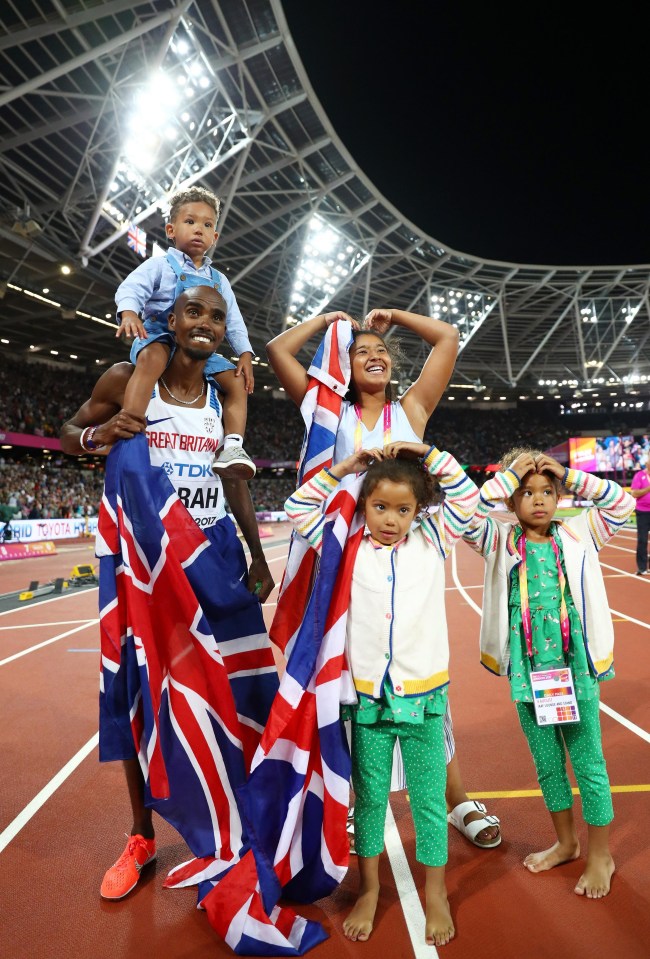 The whole Farah family do the Mo-bot in celebration