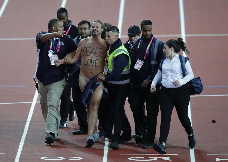  He had the message 'PEACE + LOVE' written on his chest