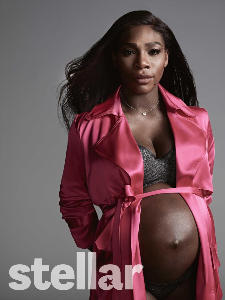  Serena Williams bares her baby bump for Stellar magazine