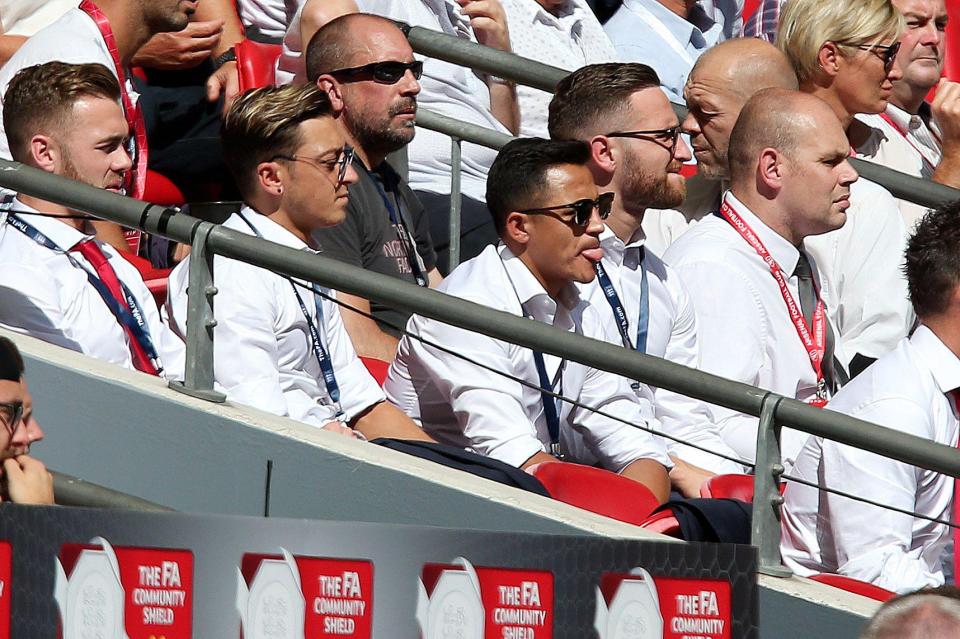 Alexis Sanchez was in the stands alongside contract rebel Mesut Ozil at Wembley yesterday