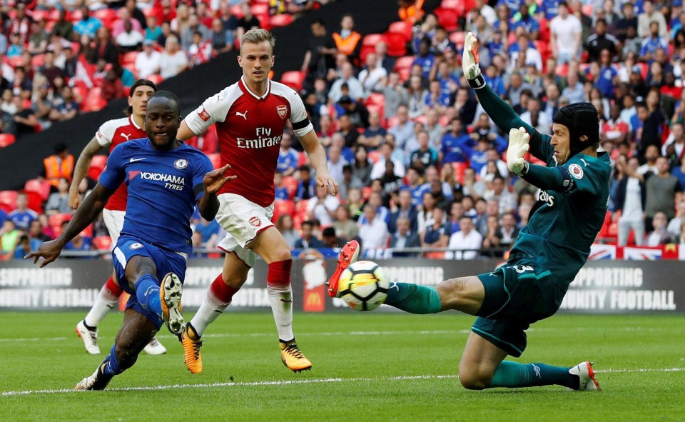 Victor Moses slots Chelsea in front but they eventually lost the Community Shield against Arsenal in penalties 