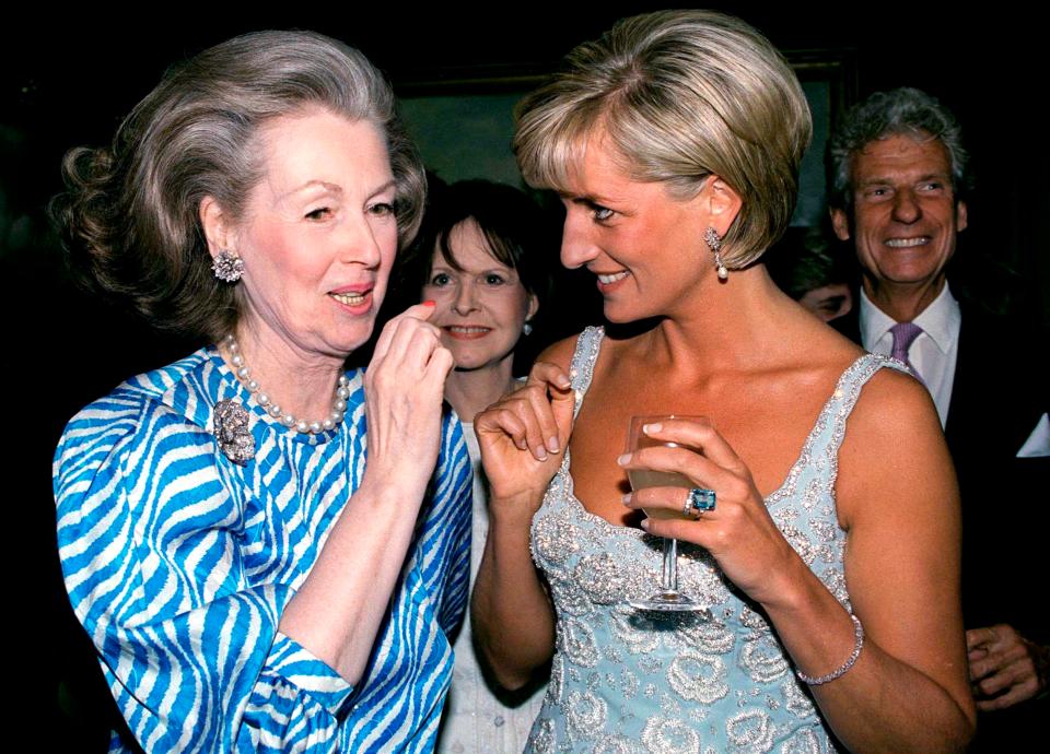  Princess Diana (right) with her former stepmother Raine, Comtesse De Chambrun (left)  - the women shared a fiery relationship