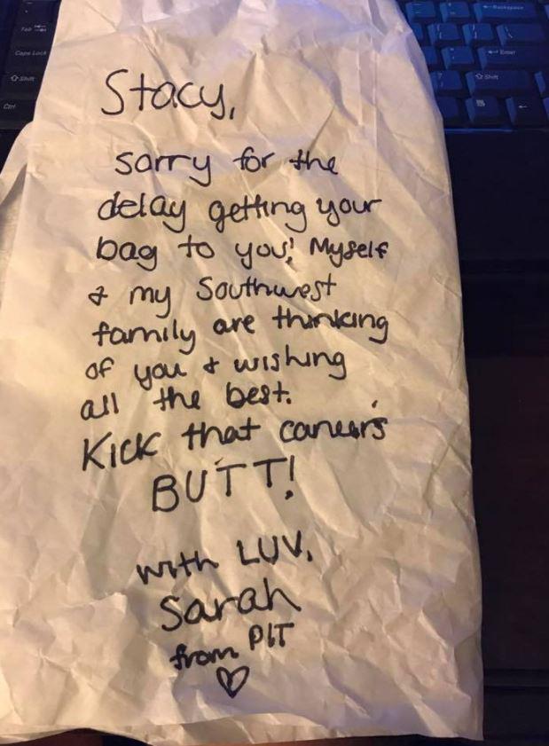  A Southwest Airlines worker drove some lost luggage to a passenger's house and left it at the front door with a note