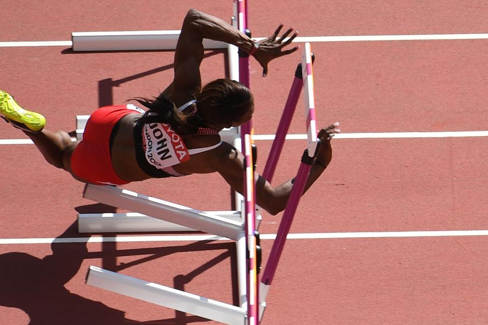 Deborah John crashed into the hurdle head first