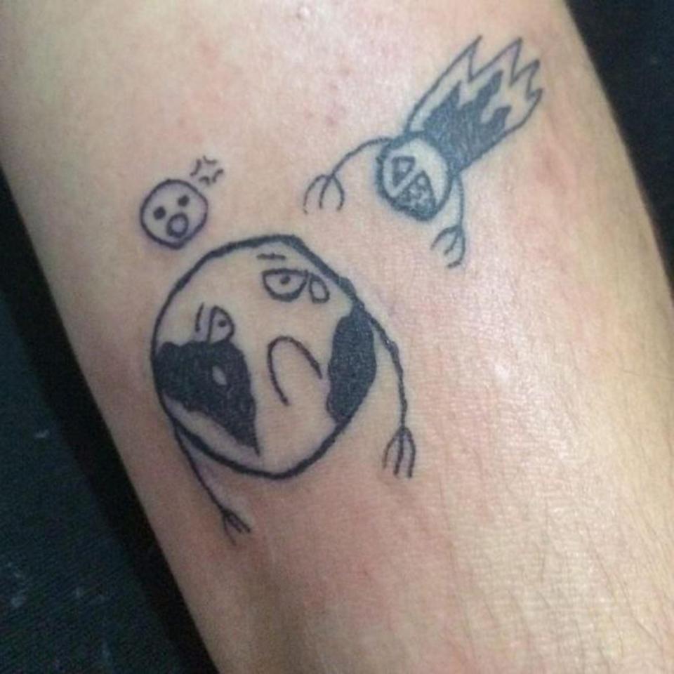  This tattoo shows Earth contemplating its own death