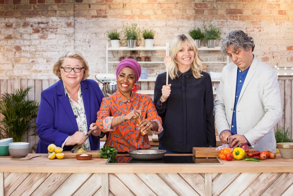  Rosemary Schrager and Nadiya Hussain (left and second left) on The Big Family Cooking showdown