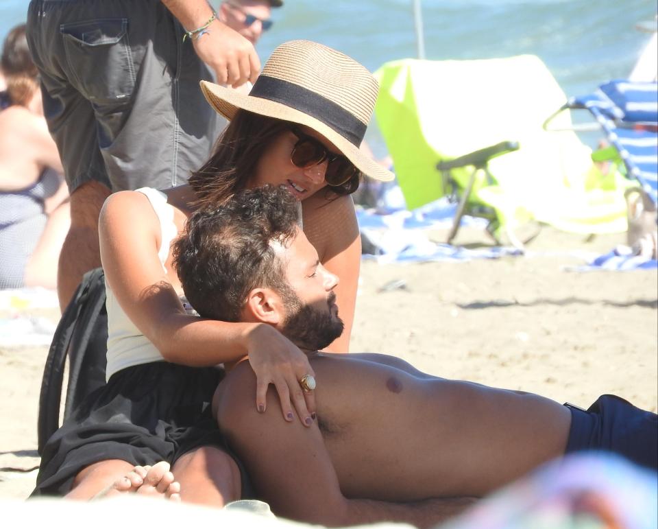  Lucy Mecklenburgh couldn't keep her hands off topless boyfriend Ryan Thomas as they soaked up the sunshine in Marbella