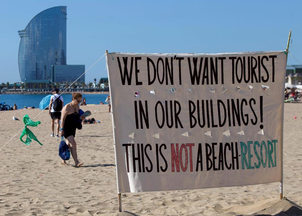 Barcelona is one of several cities that has seen locals protesting against tourists 