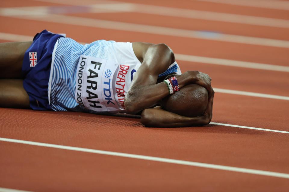 Mo Farah is left distraught as he just comes up short with silver in the 5,000m