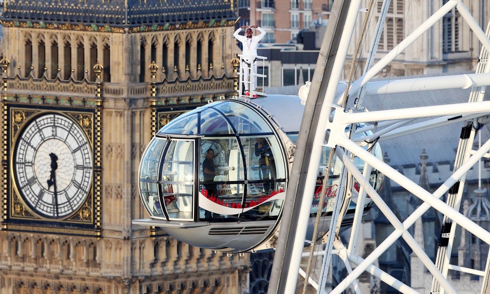 Mo Farah stood on the London Eye on Sunday morning after running his last race