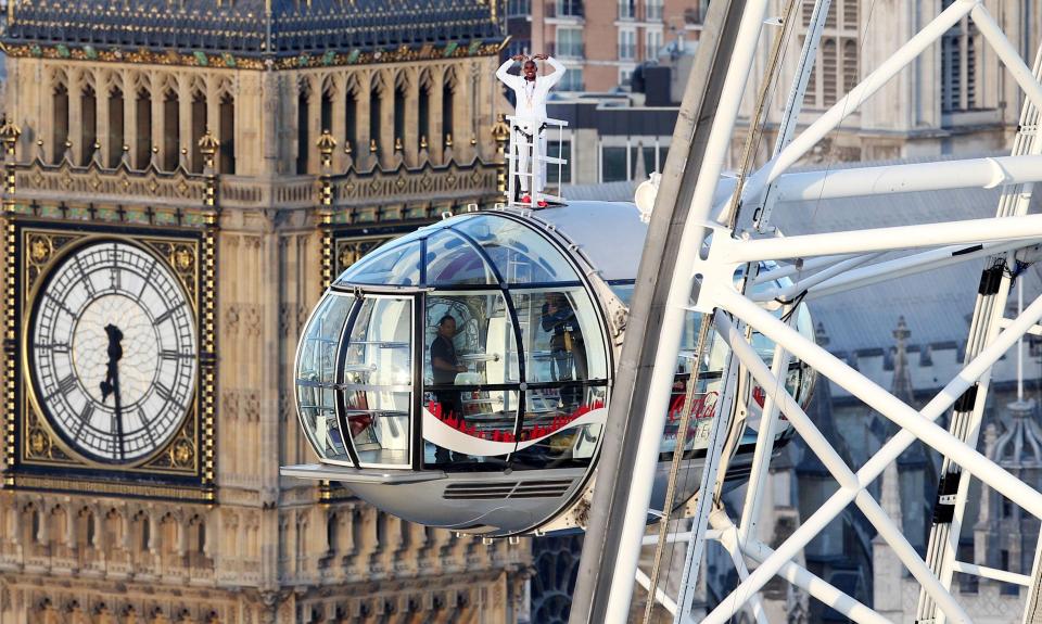  Mo Farah stood on the London Eye on Sunday morning after running his last race