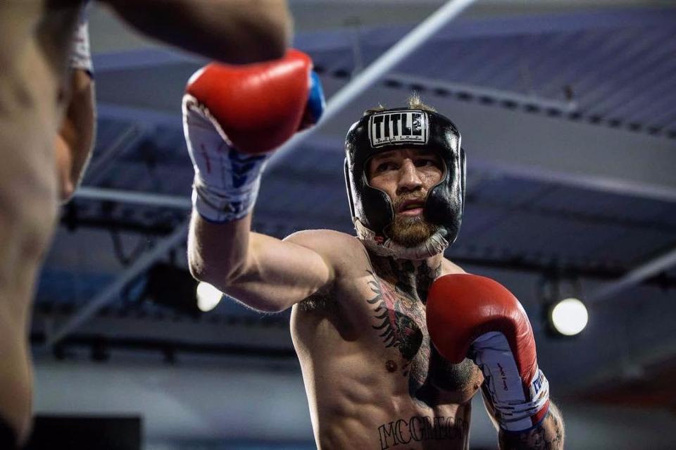  Conor McGregor trains for his fight with Floyd Mayweather