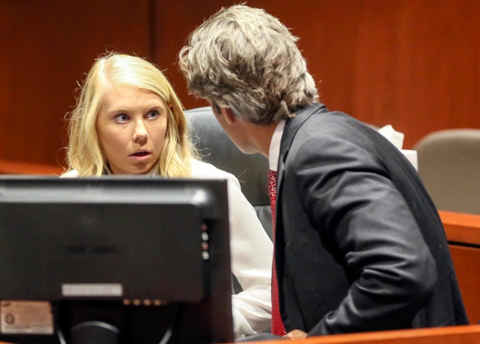  Richardson listens to her defence attorney Charles M. Rittgers