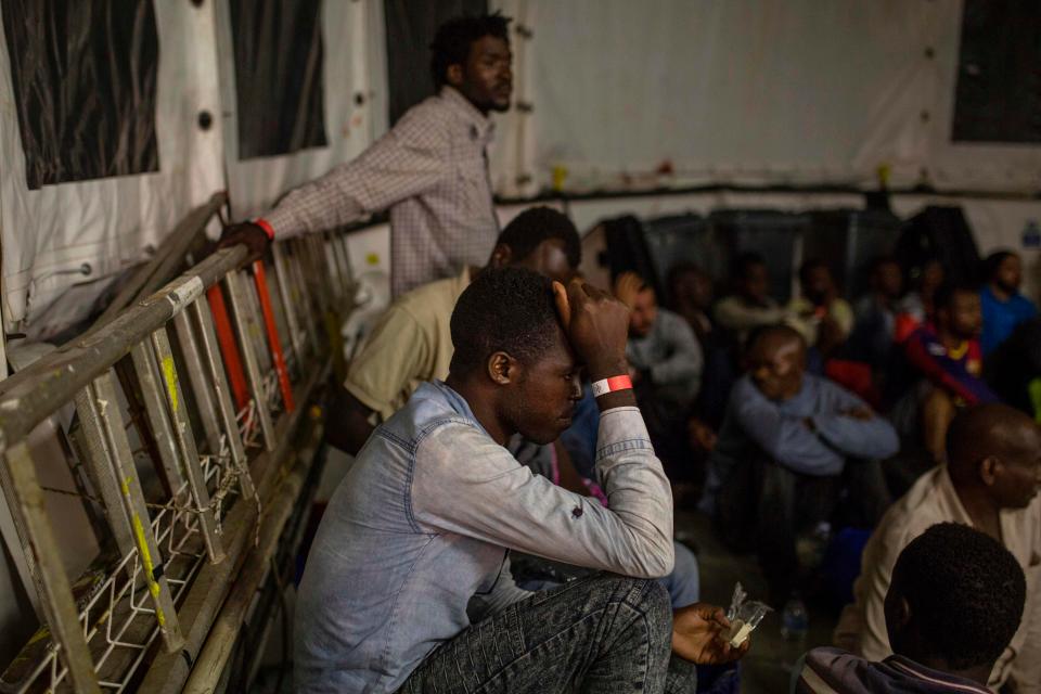  These migrants were rescued from an unsafe smuggler boat crossing the Mediterranean Sea from Libya