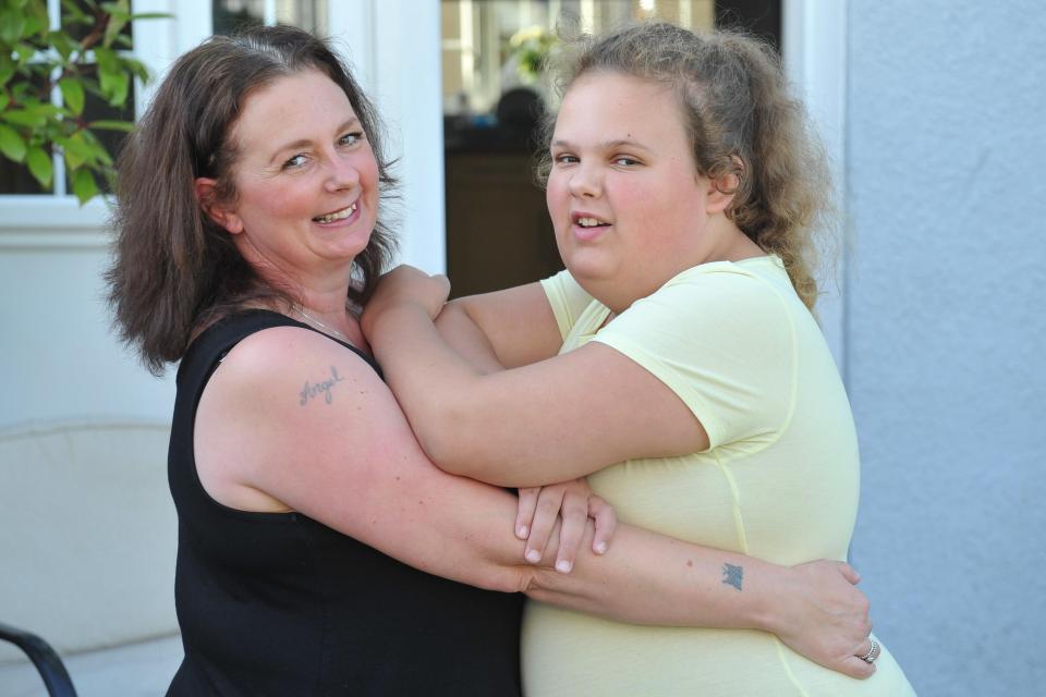 Carmel Tomlinson is nine but wears size 16 clothes and is already 5ft 5ins and 14 stone