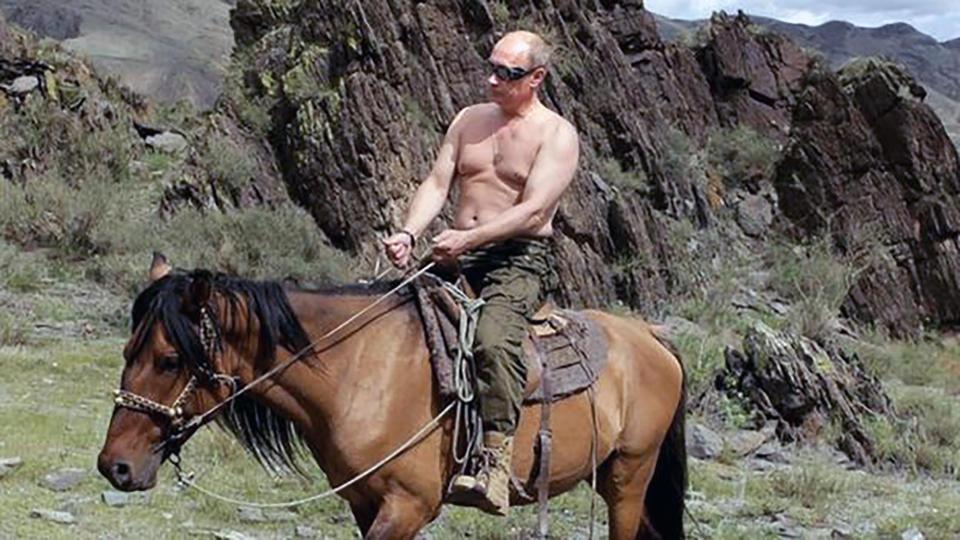  The president is famed for his topless photographs which show him enjoying various outdoor pursuits like horseriding