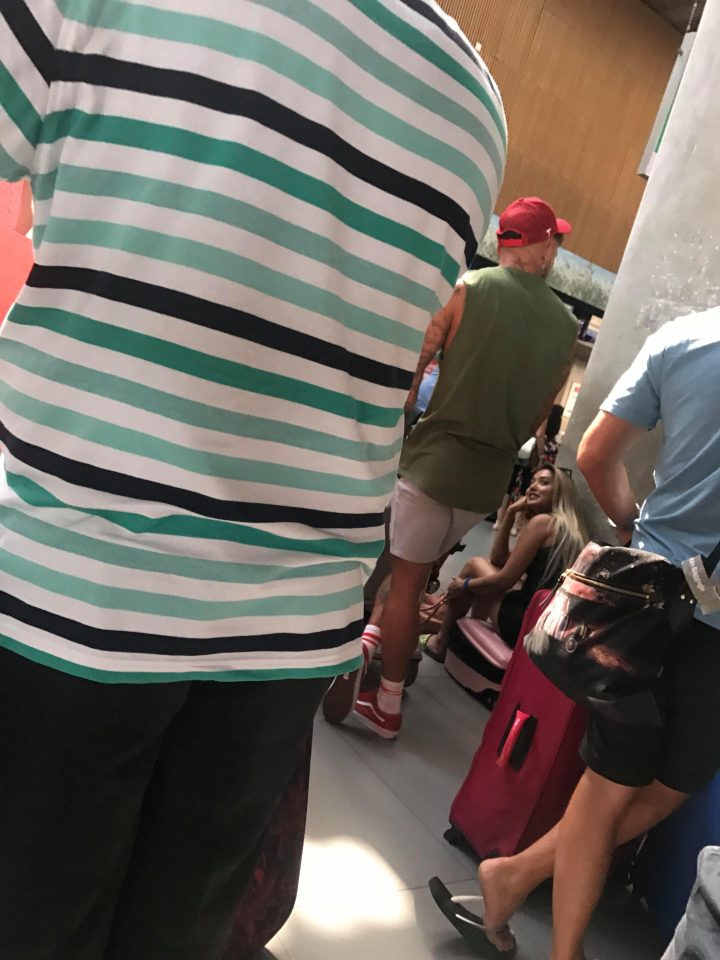  The couple had a long wait in the queue at the terminal