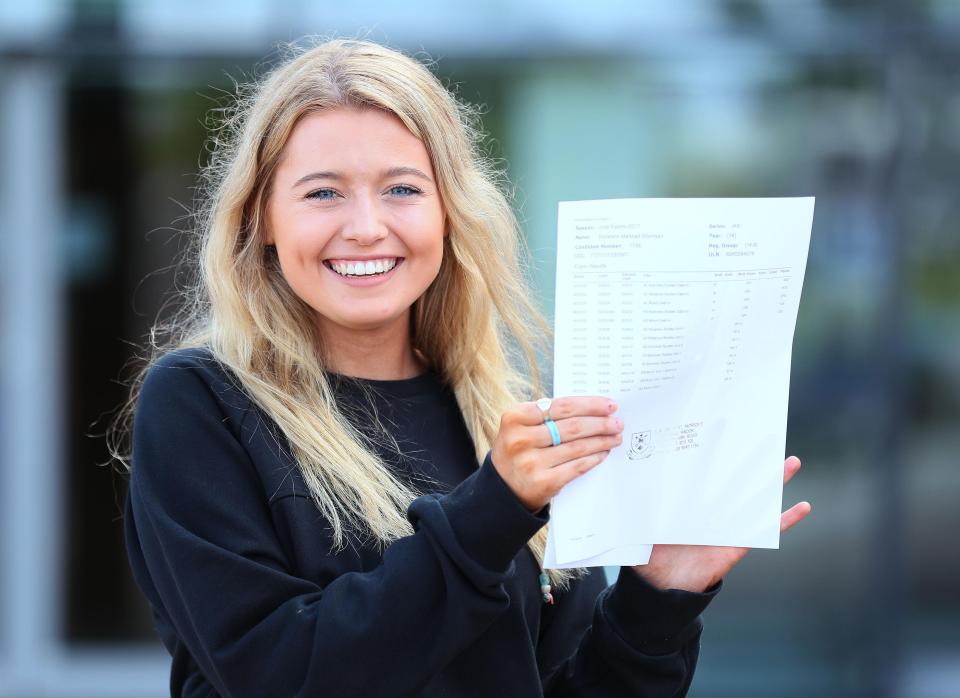  Doireann Sheridan after collecting her A-level results at Our Lady and Saint Patrick's College, Belfast