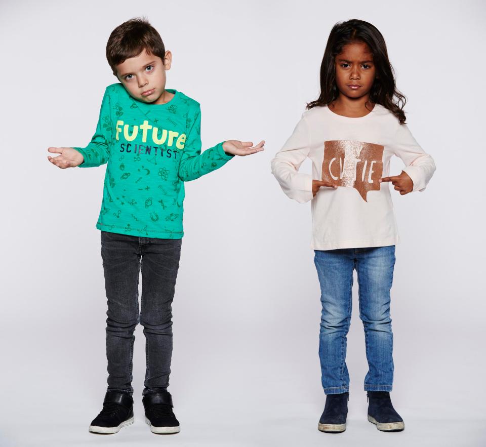  The boy is being encouraged to become a scientist... and the girl simply to be cute