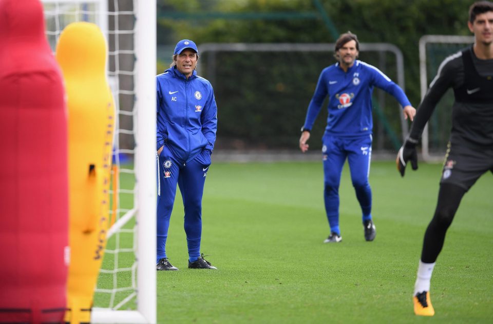 Conte prepares his players at at Blues Cobham training ground