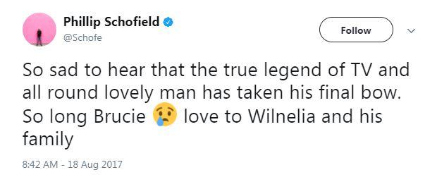  This Morning presenter Phillip Schofield also took to Twitter to pay tribute to the TV legend