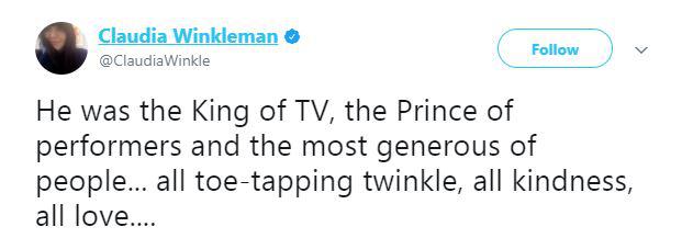  Claudia Winkleman - who took over from Bruce Forsyth on Strictly Come Dancing - called him 'the King of TV'