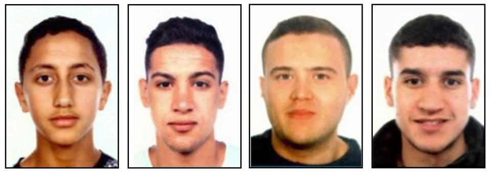  Four suspects of the Barcelona and Cambrils attacks. From left to right, Moussa Oukabir, Said Aallaa, Mohamed Hychami and Younes Abouyaaqoub