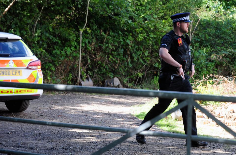  Police arrive to beef up security at Flamefest near Tunbridge Wells, Kent, today