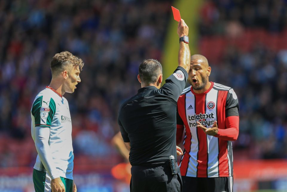  Leon Clarke will be out of action for Sheffield United after receiving a red card against Barnsley