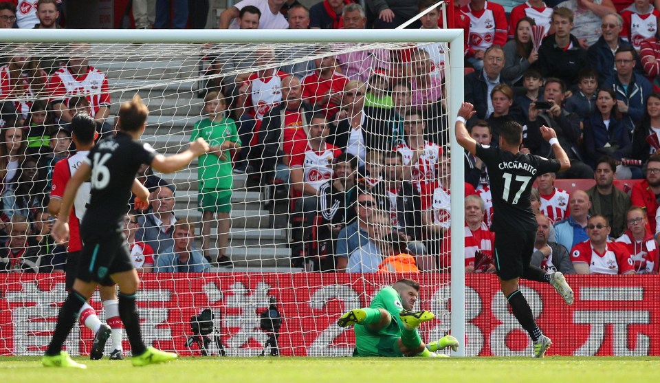 Javier Hernandez gives West Ham hope as he scores on the stroke of half-time