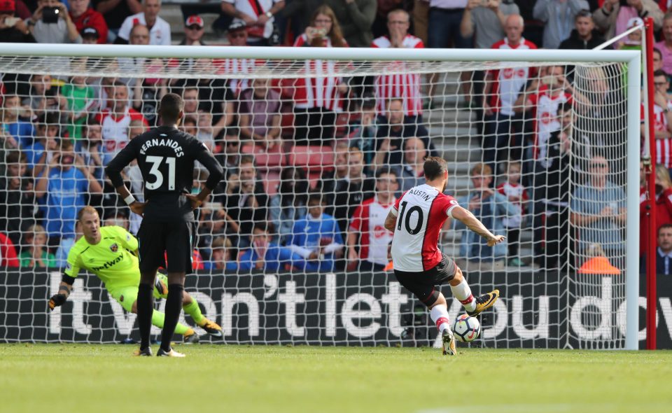 Charlie Austin sends Joe Hart the wrong way to claim all three points for Southampton